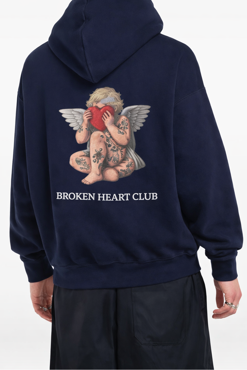 Angel Graphic Hoodie Navy