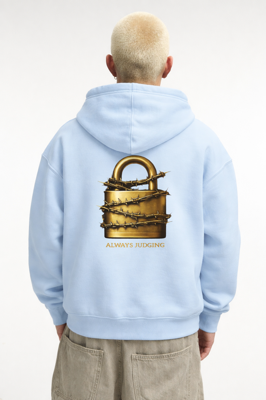 Padlock Graphic Hoodie Light Blue